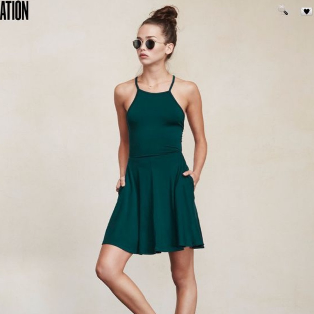 Reformation ZION skater HALTER dress backless with pockets size M